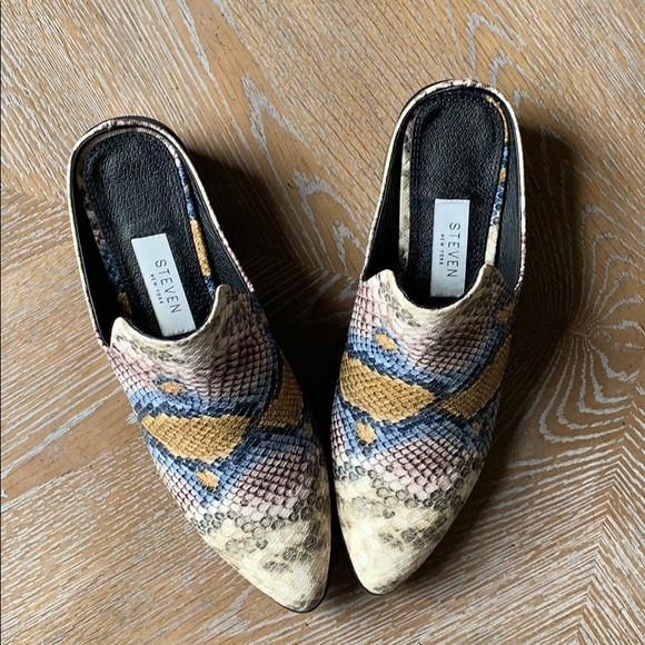 STEVEN Deandra Snakeskin Embossed Mule in Nat Mult - Picture 9 of 14